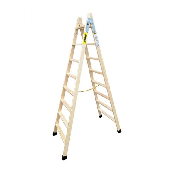 Plabell Escadote Dobrável BLD-8 Madeira 8 Degraus Largos 214 cm