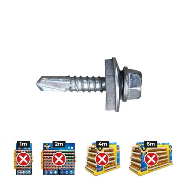 Celo Parafuso Ponta Broca Hexagonal SW10 7301 Ø6,3x38mm Arruela EPDM Ø16 Zincado