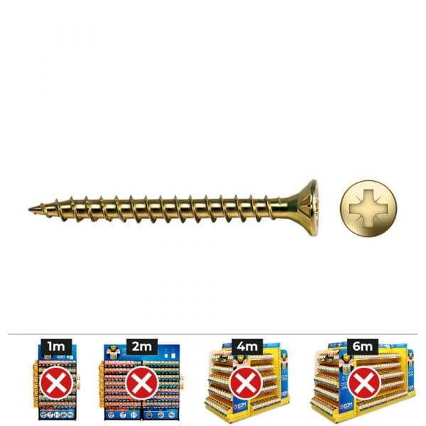 Celo Parafuso Madeira VLOX/VELOX Rosca Completa Cabeça Escareada PZ Ø3,5x45mm Bicromatado Caixa 500 Unidades