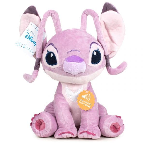 Disney Angel com Som 40cm Stitch Teddy Rosa