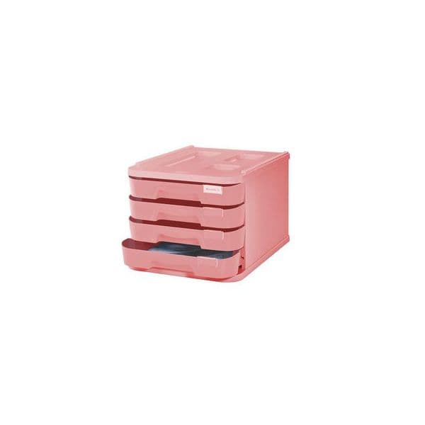 Faibo Arquivador de 4 Gavetas A4 Rosa Pastel