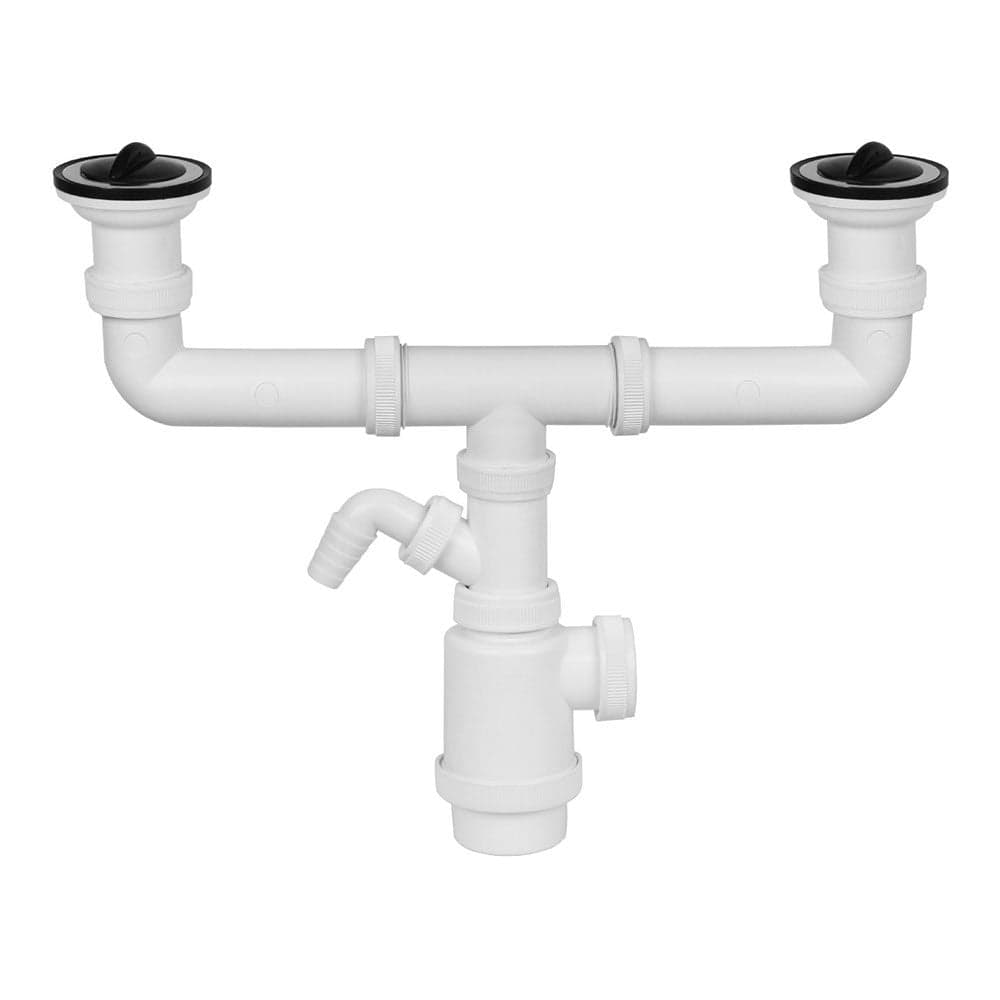 SIFÃO DUPLO EXTENSÍVEL V70 COM TOMADA PARA MÁQUINA DE LAVAR LOUÇA