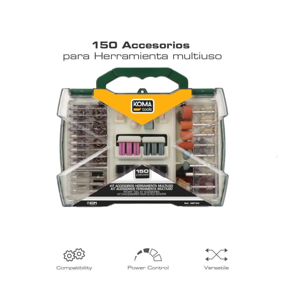 EDM Conjunto de 150 Acessorios Koma Tools para Edm08709 - EDM08734