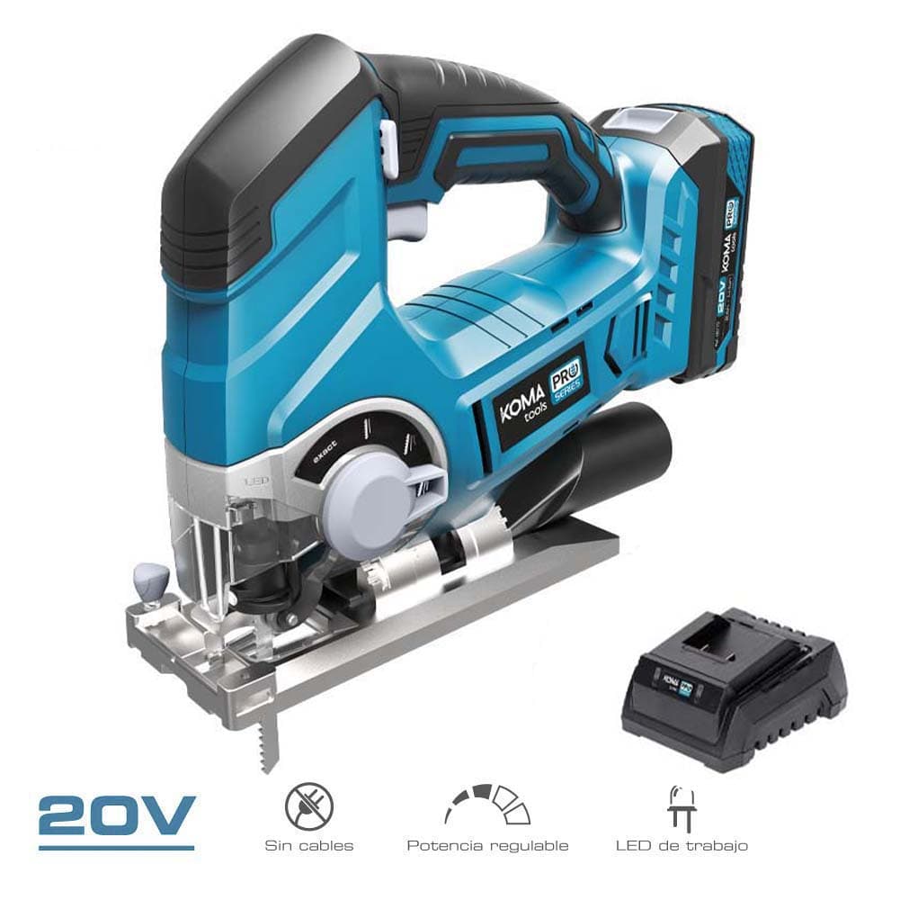 Koma Tools Kit Serra Tico-Tico s/Fio 20V c/Bateria 2Ah e Carregado 60W Pro Series