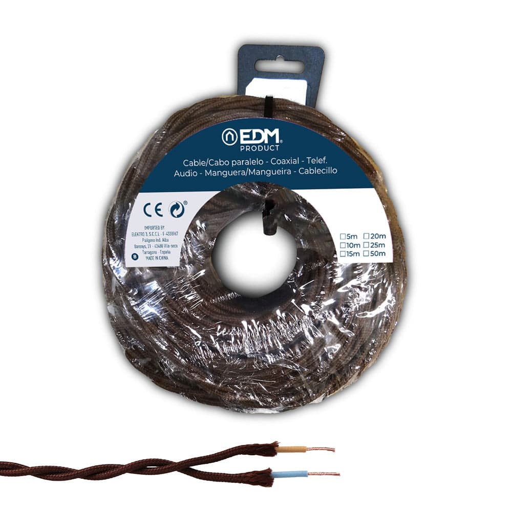 EDM Cabo Texti Trançado 2X1Mm Cartanho 5Mts