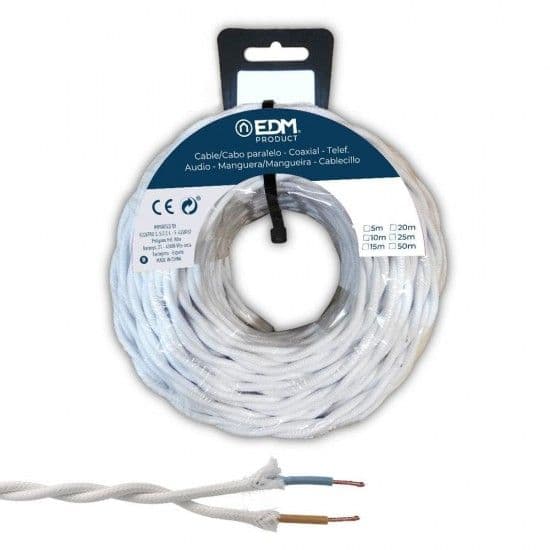 EDM Cabo Texti Trançado 2X1,5Mm Blanco 25Mts