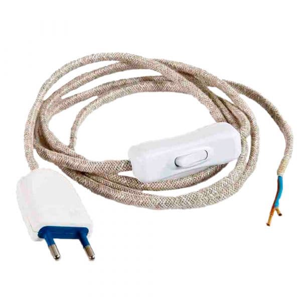Kit Cordão Alimentação Trançado Algodão 2x0,75mm 2m