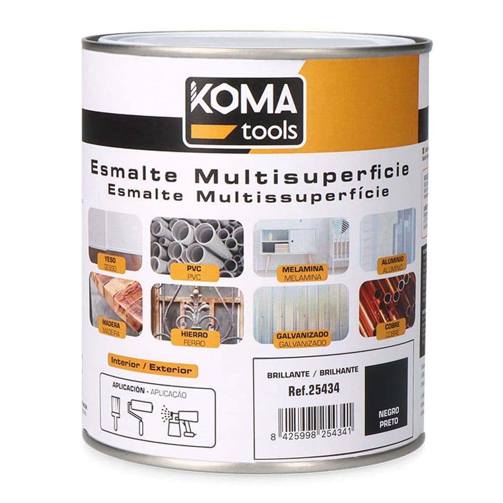 Koma Tools Esmalte Multisuperfícies Acrílico Preto Brilho 750ml