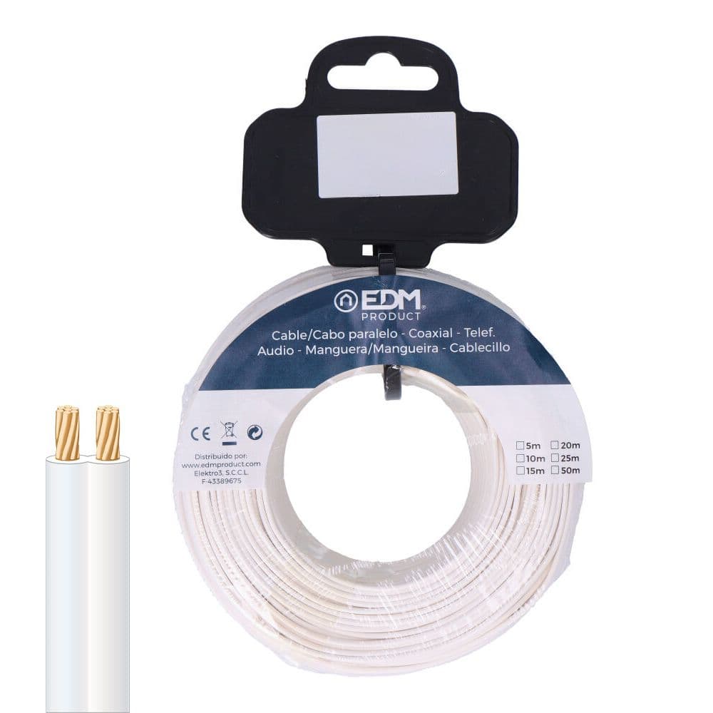 EDM Cabo Elétrico para Telefone Branco 2 Vias 50Mts