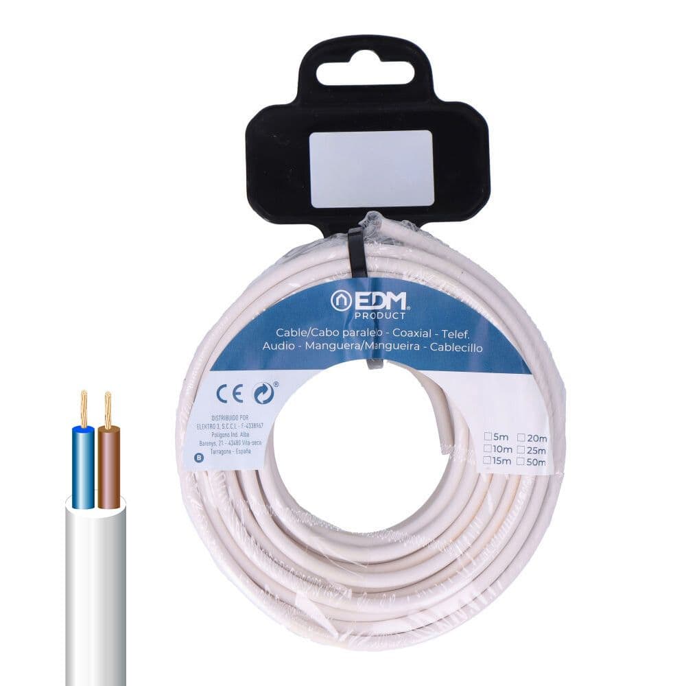 EDM Fio Elétrico Tubular 2X1,5Mm Branco 15Mts