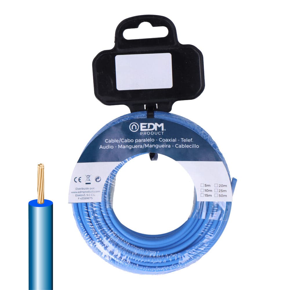 EDM Fio Elétrico Flexível 1,5Mm Azul 20Mts Libre de Halóge