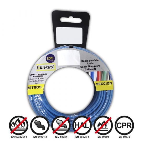 EDM Fio Elétrico Flexível 4Mm. Azul 25Mts Libre de Halógen