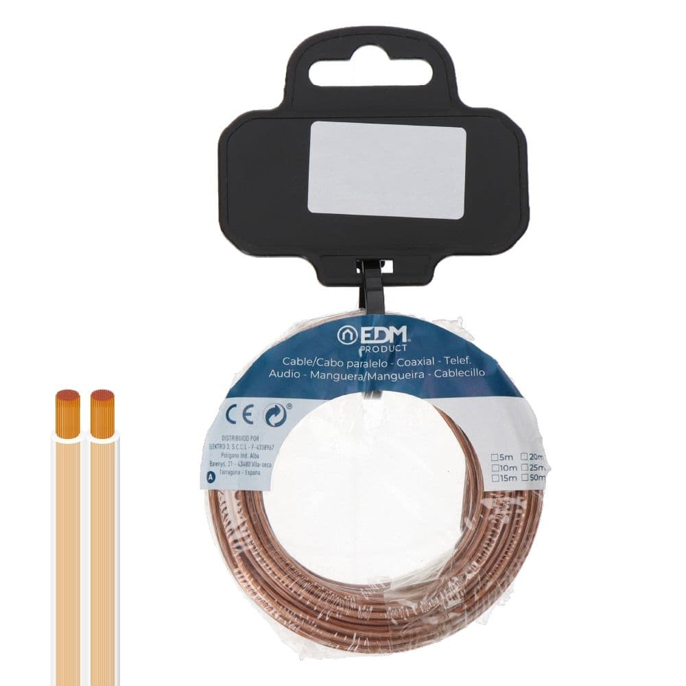EDM 28718 Cabo Paralelo Plano Transparente 10m 2 x 0.75mm²