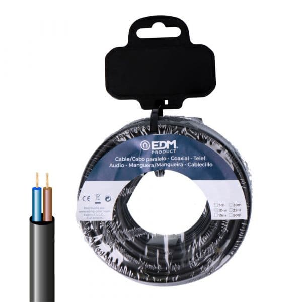 EDM Cabo Elétrico H05VV-F 2x0.75mm² Preto 25m