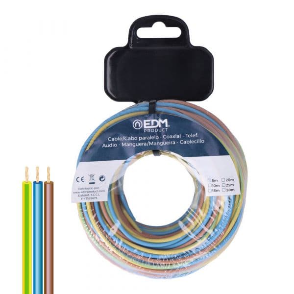 EDM Cabo Elétrico H07Z1-K 1.5mm² 15m Azul Castanho