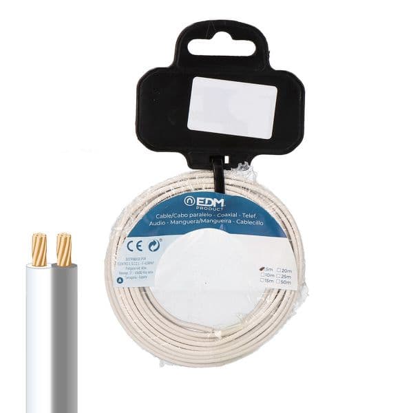 EDM 28752 Cabo Paralelo Audio Branco/Cinzento 2 x 1,50 mm² 20 m
