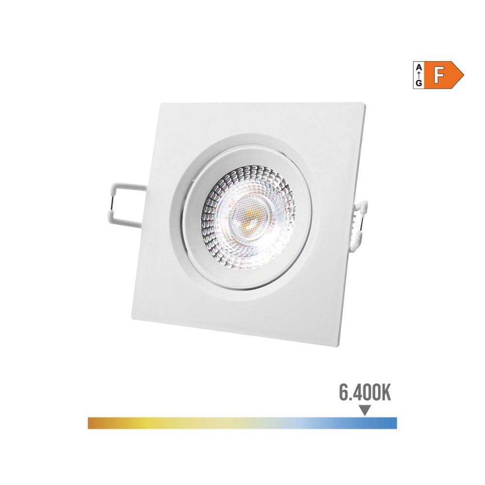 DOWNLIGHT LED QUADRADO DE ENCASTRAR 5W 6400K LUZ FRIA ARO BRANCO