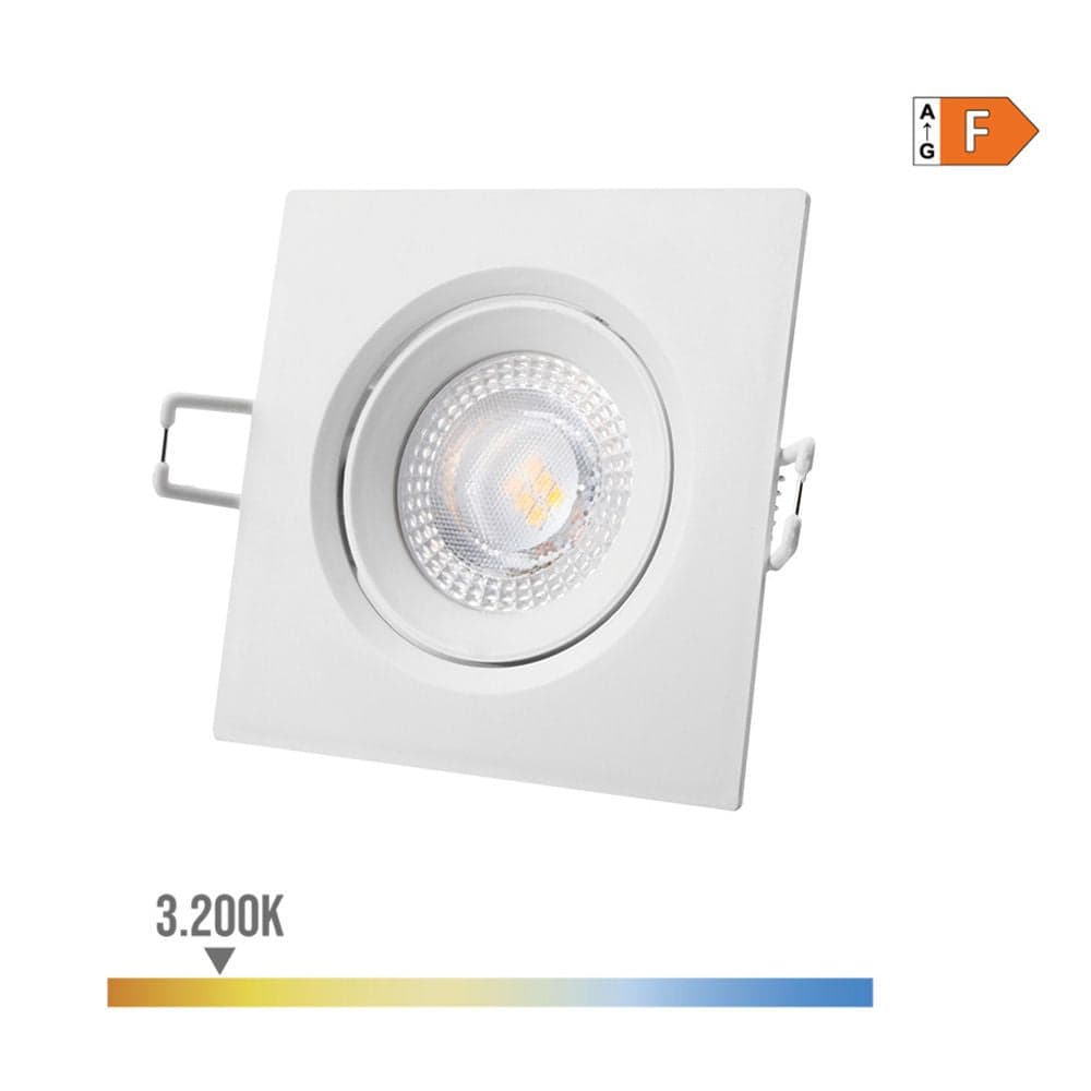 DOWNLIGHT LED QUADRADO DE ENCASTRAR 5W 3200K LUZ QUENTE ARO BRANC