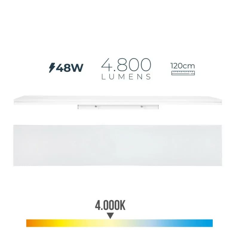 EDM Armadura LED 48w 4000k Luz Dia 4800lm 12x120x4,5cm