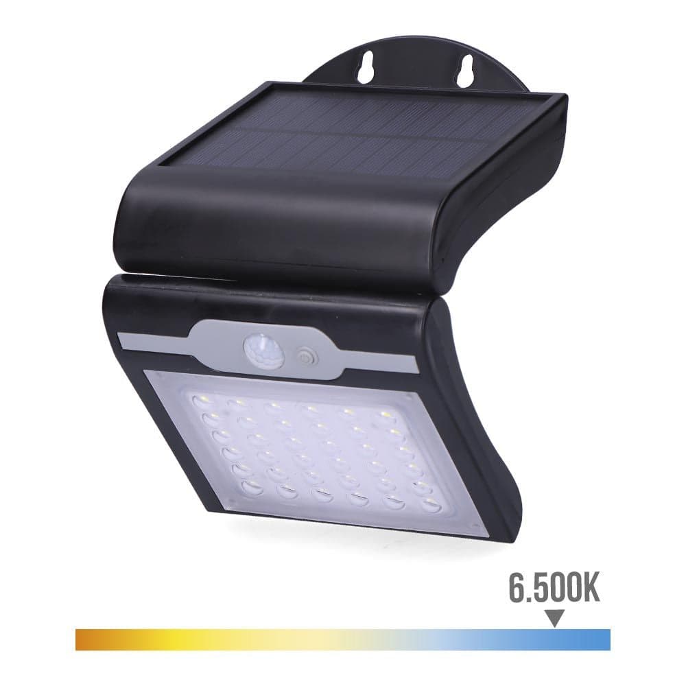 EDM Candeeiro de Parede Solar 31847 Preto
