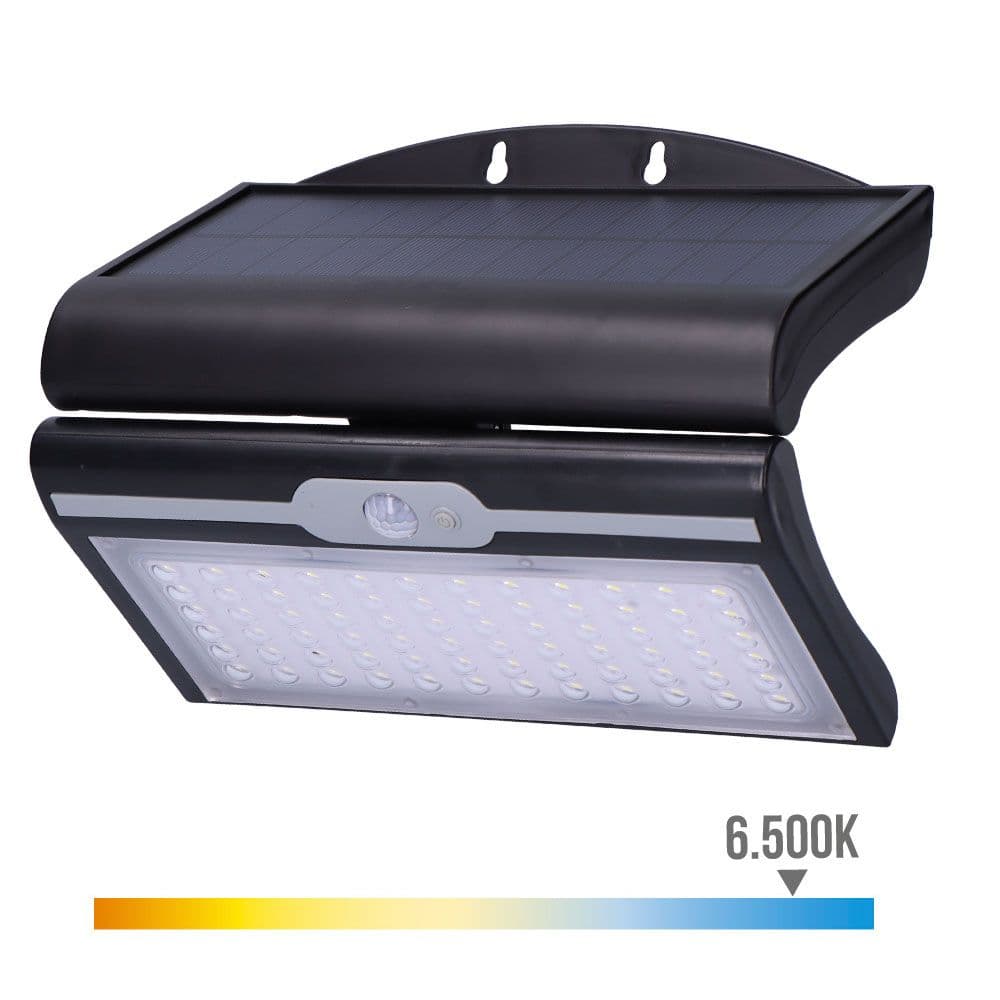 EDM Candeeiro de Parede Solar 31849 Preto