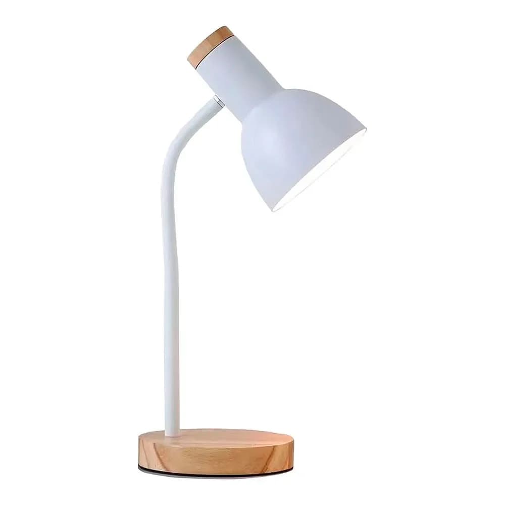 EDM Candeeiro de Escritório E27 40W Ø 12 x 17 x 45 cm Madeira/Branco