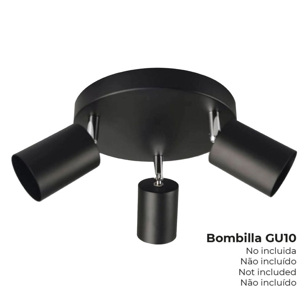 CANDEEIRO DE TETO 3 FOCOS GU-10 PRETO EDM