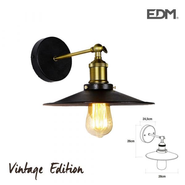 EDM Candeeiro de Parede Vintage E27 60w 26x28x24,5cm - EDM32100