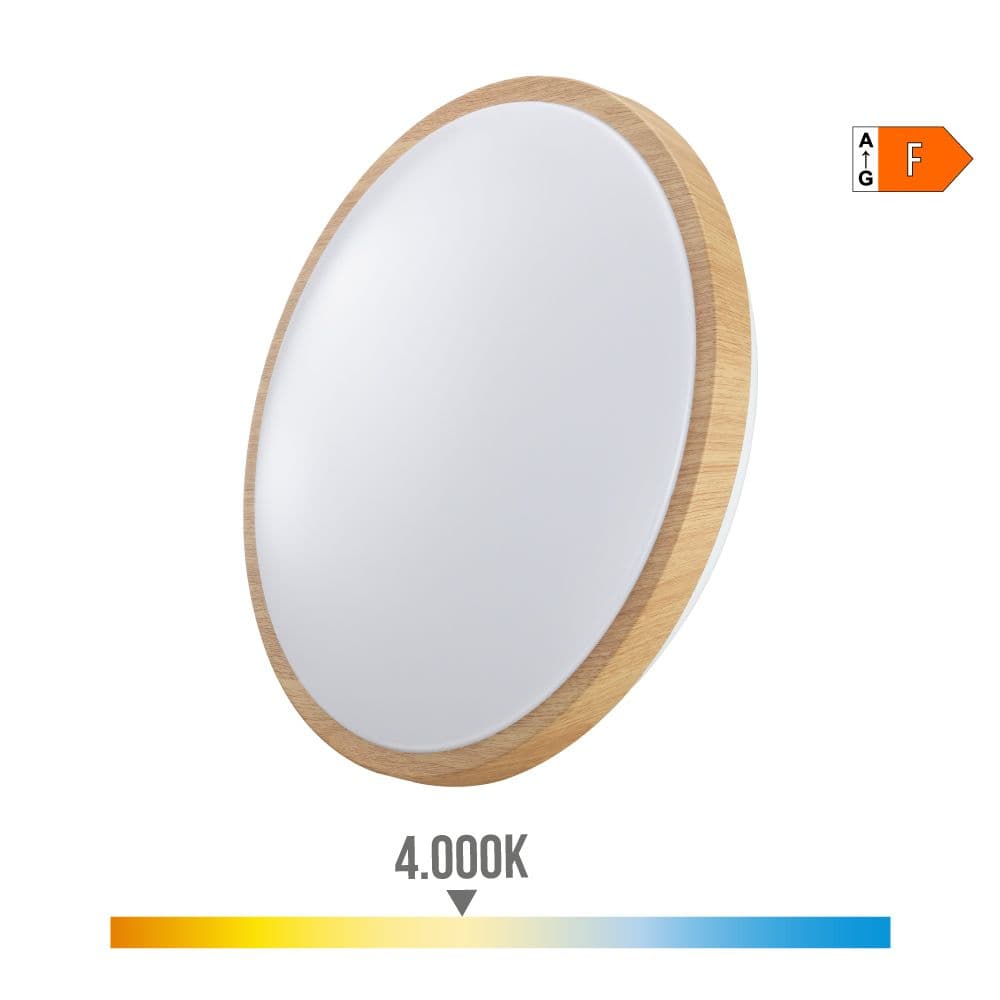 EDM Candeeiro Superfície Circular LED Efeito Madeira Ø33x5,5cm