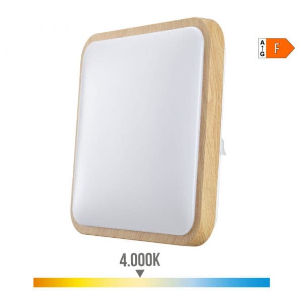 EDM Candeeiro Superfície Quadrado 32541 33x5x33cm Efeito Madeira