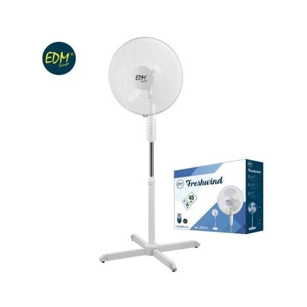 VENTOINHA DE PE COM BASE CIRCULAR PRETO 45W Ø ASPAS 40cm ALTURA REGULAVEL  110-130 cm EDM