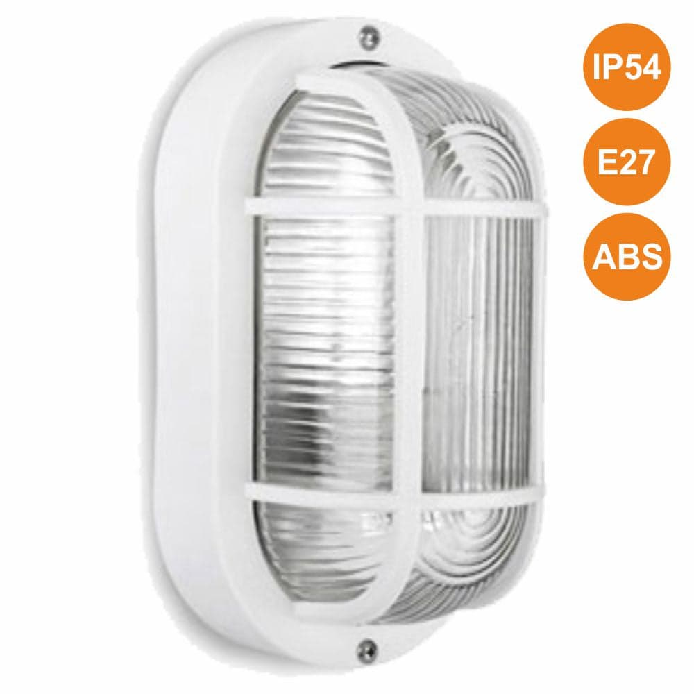 EDM Aplique Olho de Boi Oval Branco 1 Lâmpada E27 40W IP54 Modelo Ovalo Tarragona - ELK34350