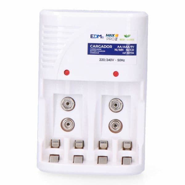 EDM Carregador de Pilhas para 4X AA/AAA/9V 220-240V