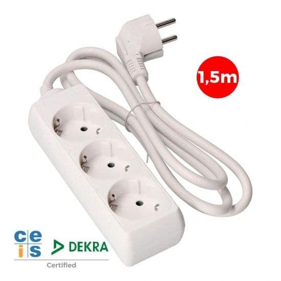 EDM Bloco de 3 Tomadas Schuko 1,5m 3x1,5mm - EDM41002