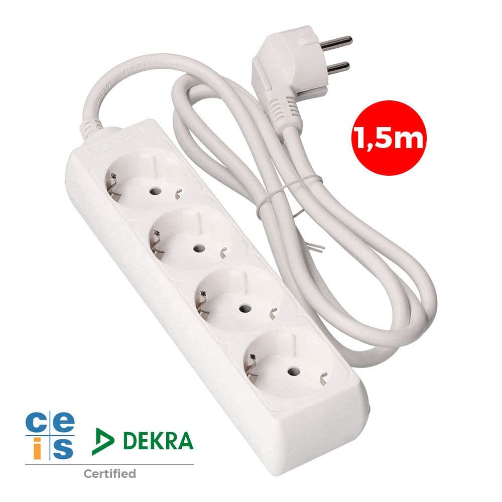 EDM Bloco 4 Tomadas Schuko 1,5m 3x1,5mm - EDM41004
