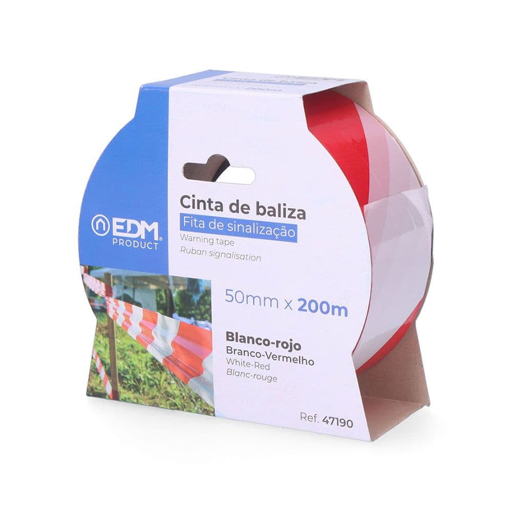 FITA DE SINALIZAÇAO BRANCA/VERMELHA 200M X 50MM EDM