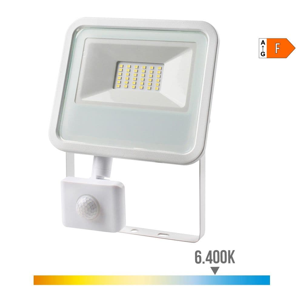 EDM Projetor led 30w 2100lm 6400k Luz Fria com Sensor de Presença 20x4,5x15,8cm