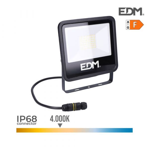 EDM Projetor led 50w 4000lm 4000k Luz Dia Black Series