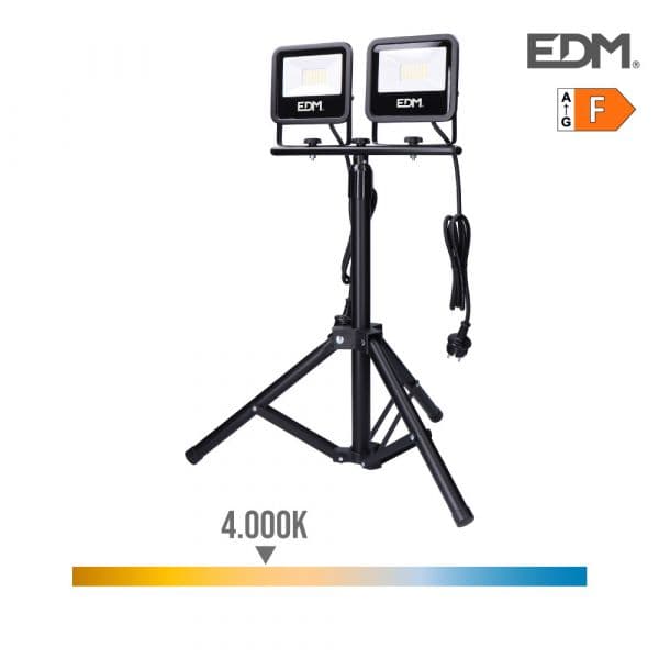 EDM Projetor led com Tripé 2x30w 2x2370lm 4000k Luz Dia Black Series
