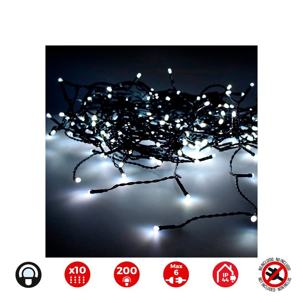 EDM Cortina Easy-connect Branco Frio 10 Filas 100 Leds IP44 30V Total 3,2W 2x2m - ELK71262