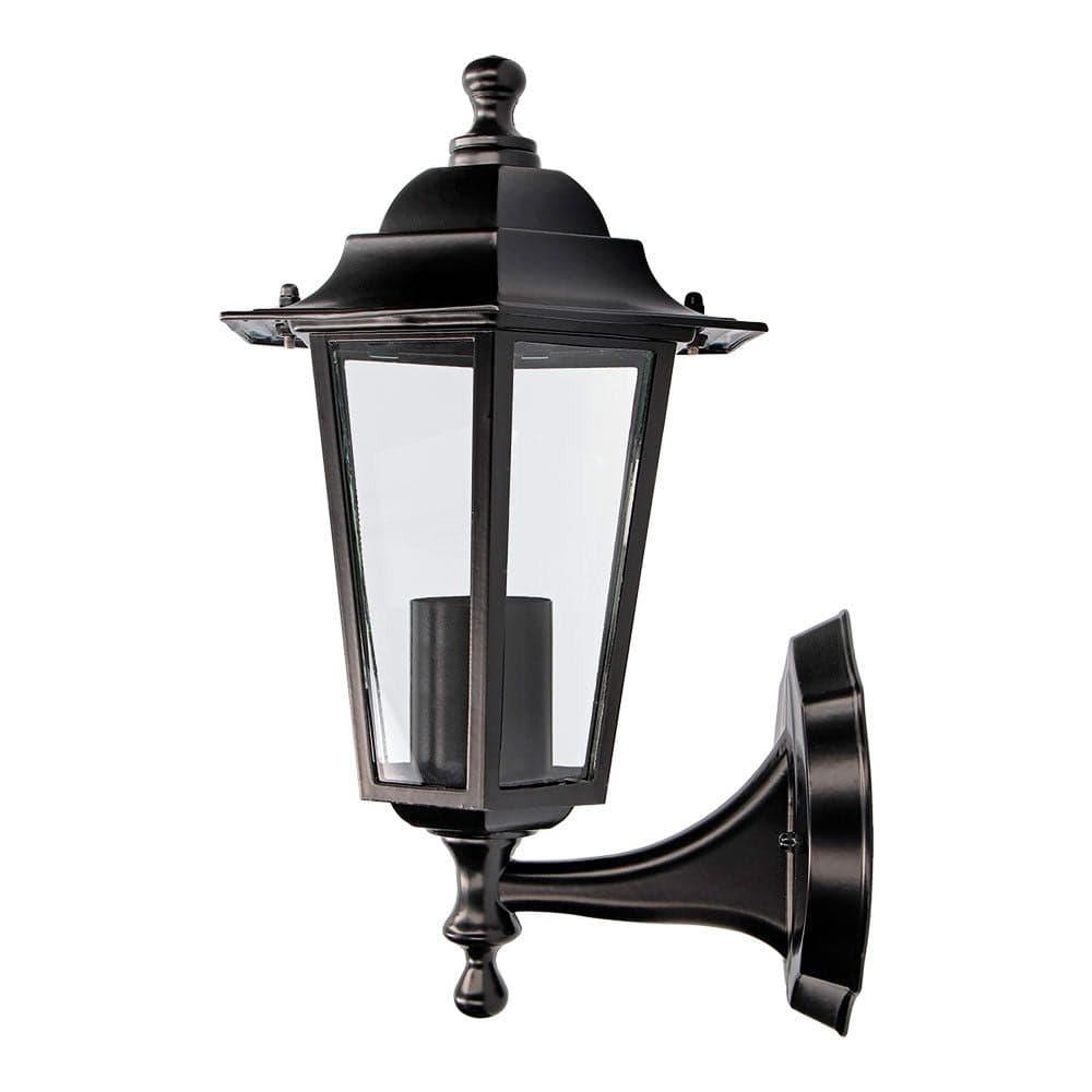 CANDEEIRO DE ALUMÍNIO E VIDRO PARA PAREDE. IP44 E27 60W COR PRETO