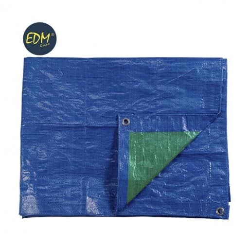 LONA PLASTICA 10X15MTS DUPLA CARA AZUL/VERDE COM ILHOSES DE METAL DENSIDADE 90GRS/M2 EDM