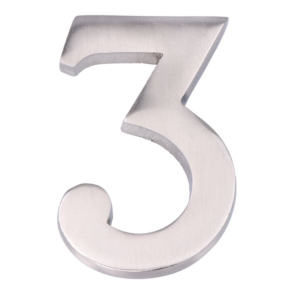 NUMERO 3 NIQUEL MATE 10CM FIXAÇÃO INVISIVEL EDM