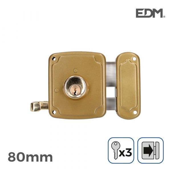 EDM Fechadura Direita 80MM 3 Chaves Incluidas