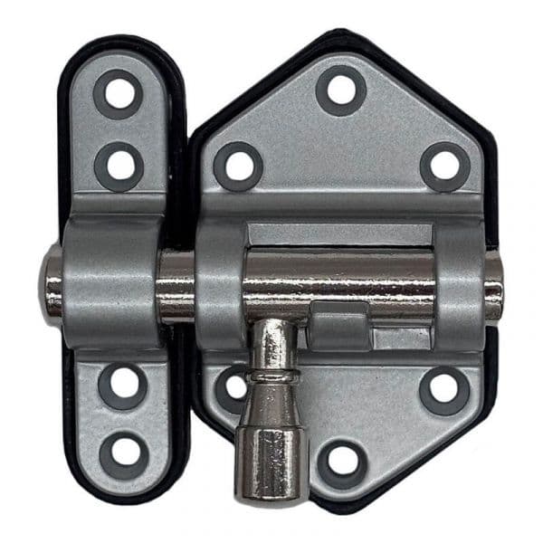 EDM Ferrolho de Segurança/Base Plástica Reforçada Pino 50mm Cromado Fosco/Cromo Mate Prateado Metal