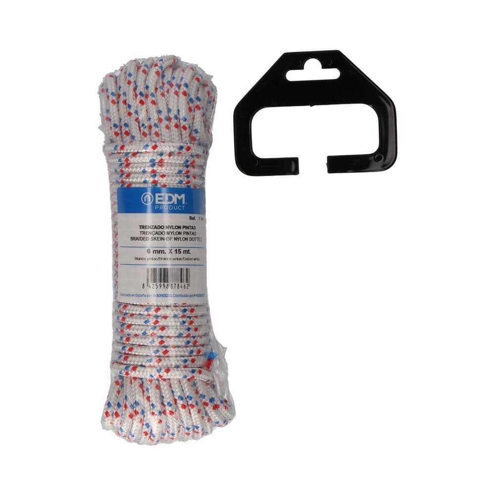 EDM Madeja Trenzado Nylon 15Mts Blanco Pintas