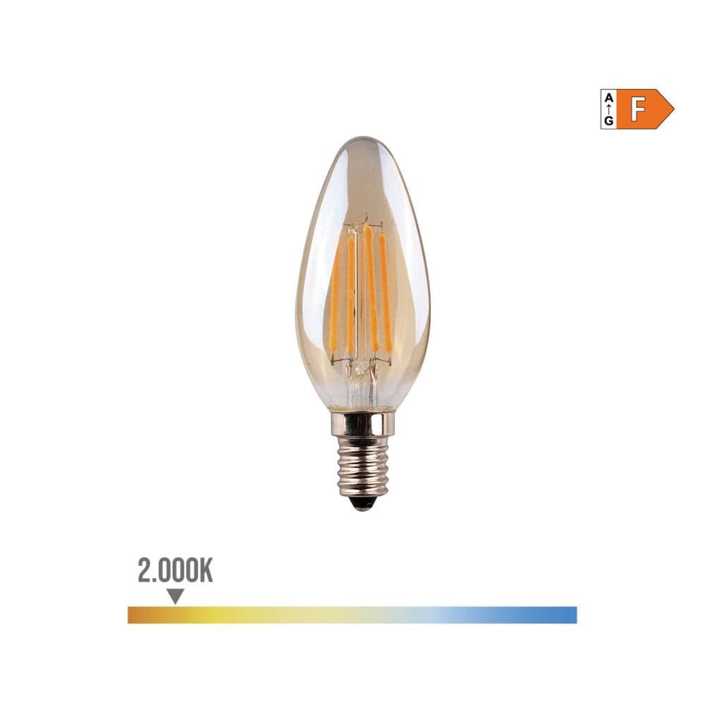 LÂMPADA VELA COM FILAMENTO DE LED VIDRO VINTAGE E14 4,5W 400LM 20