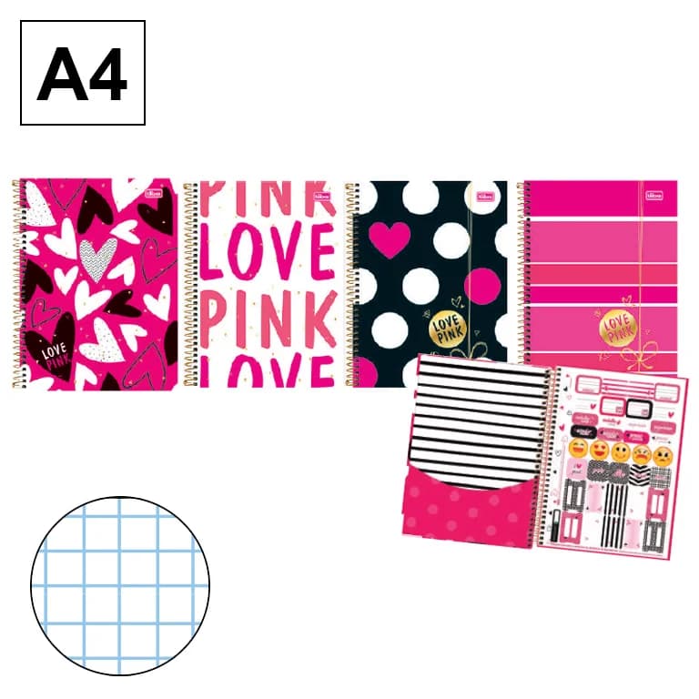 Caderno Espiral Microperfurado Capa Dura A4 80Fls 70GR Quadriculado 4mm – Campus