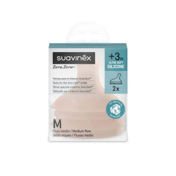 Suavinex 2 Tetinas Silicone ZeroZero Medium Fluxo M +3m
