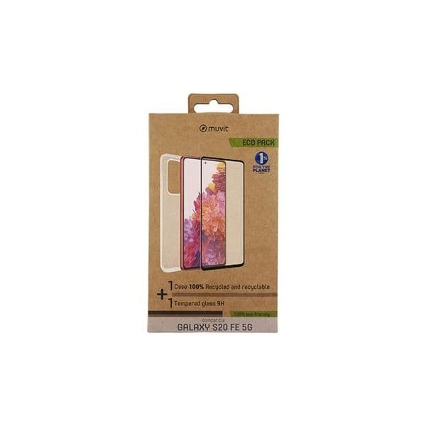 Muvit Capa + Película Ecrã de Vidro Temperado Muvit Eco Pack para Samsung Galaxy S20 FE 5G - Transparente